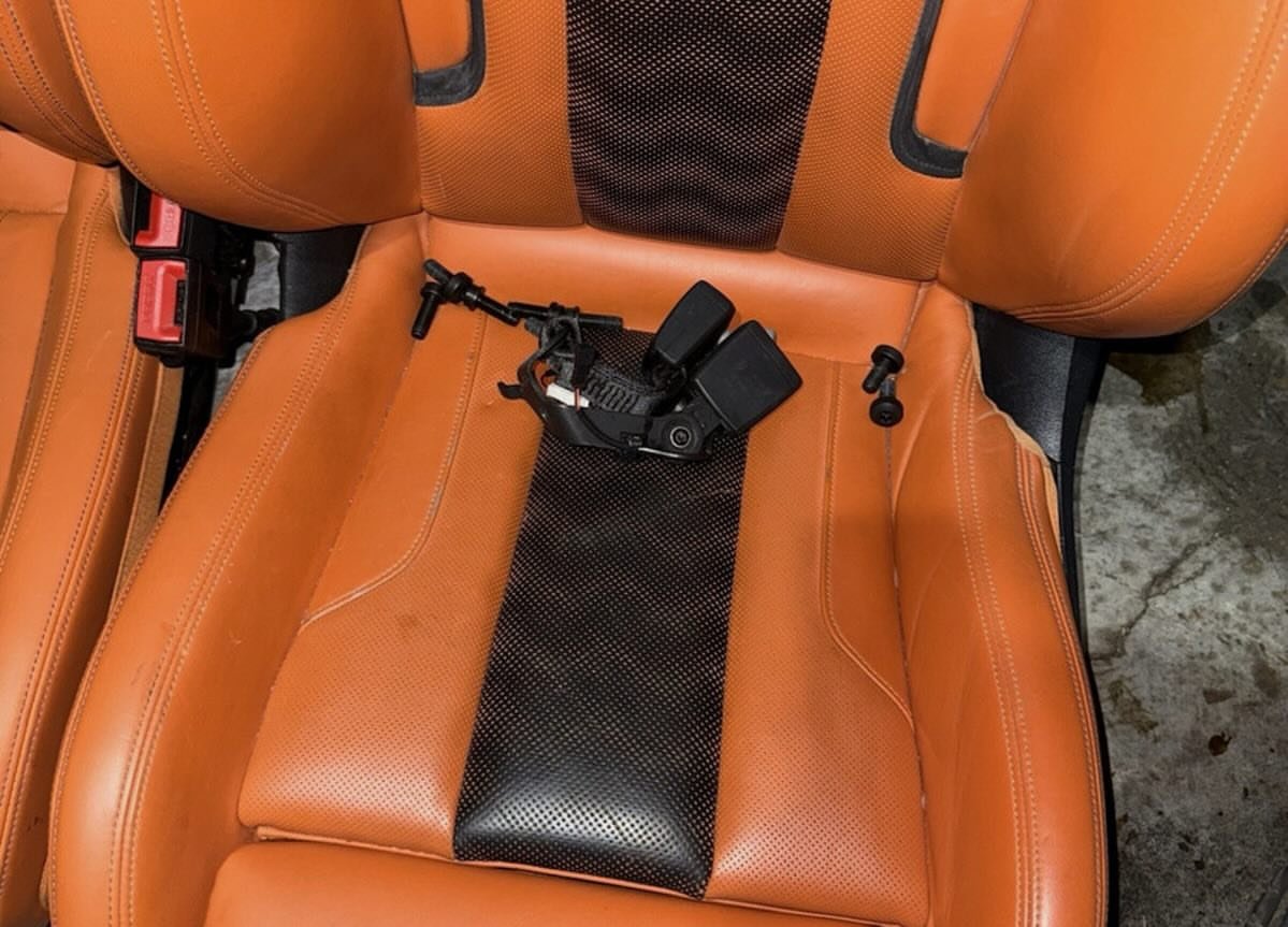 BMW M3 G80 sedan front&rear bucket seats pair orange w/suede OEM - Image 3