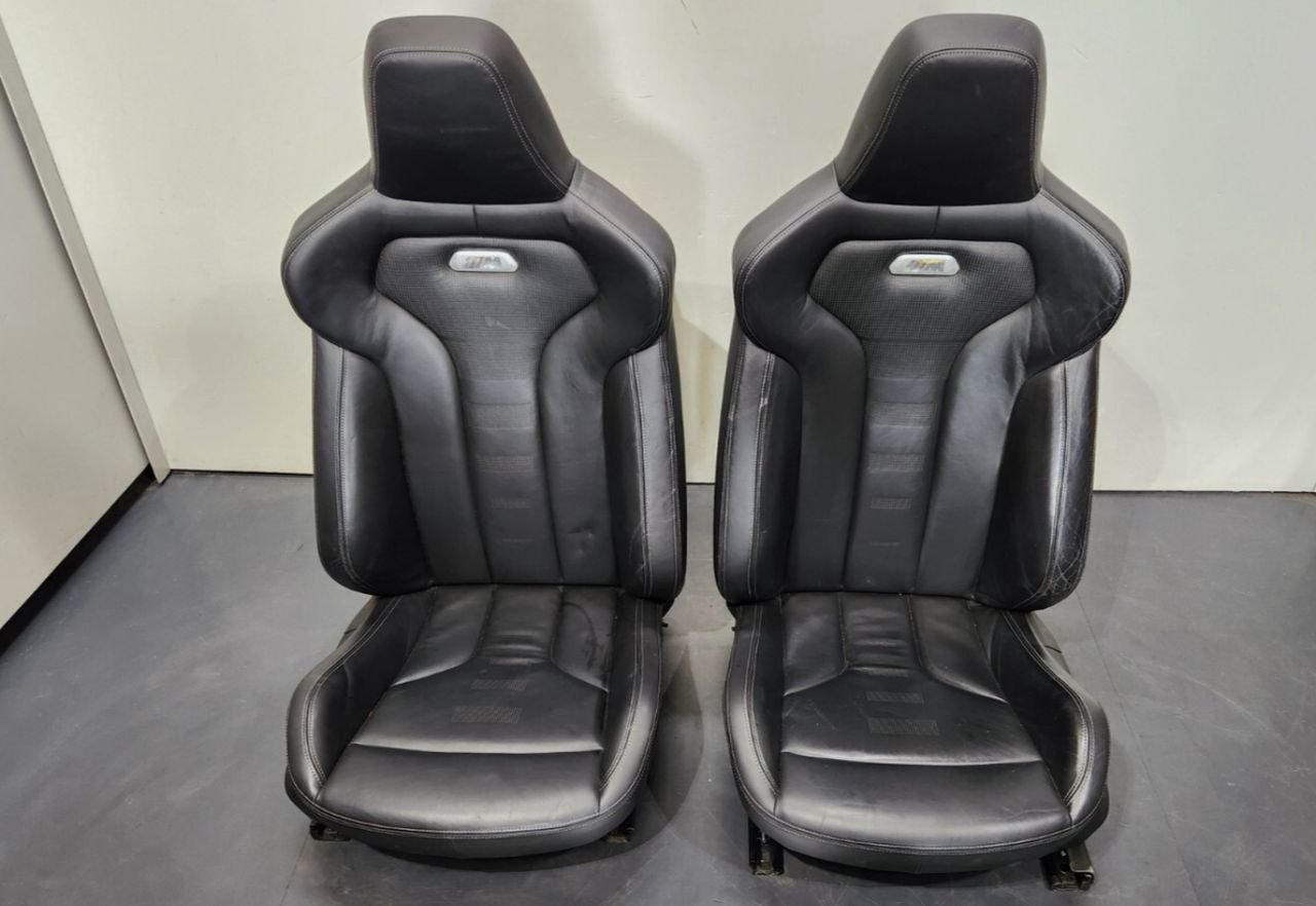 OEM BMW F80 M3 front sport heated seats leather marino black set - Image 9