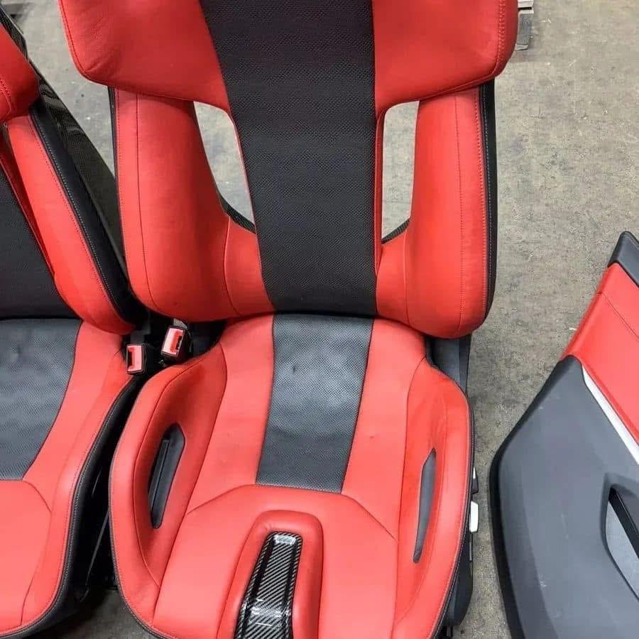 BMW G80 M3 Sedan Carbon Bucket Seats Fiona Red Leather Interior Set - Image 2