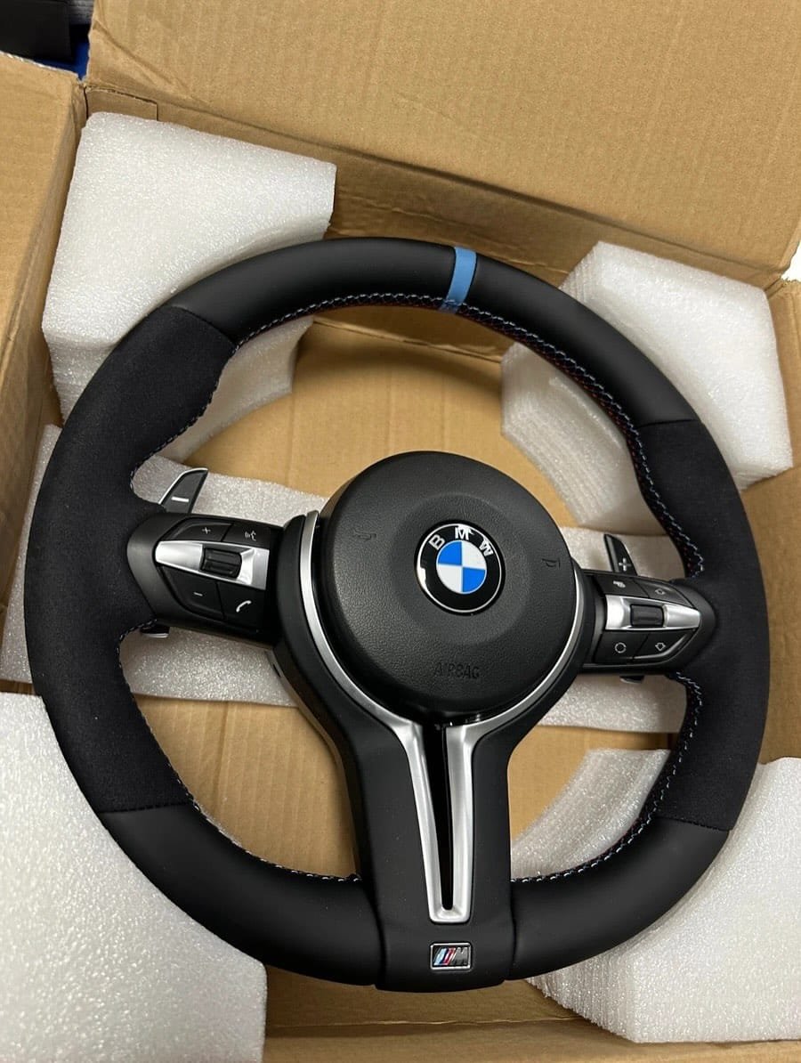 BMW M LEATHER ALCANTARA PADDLE M TRICOLOR STEERING WHEEL COMPATIBLE F/E SERIES
