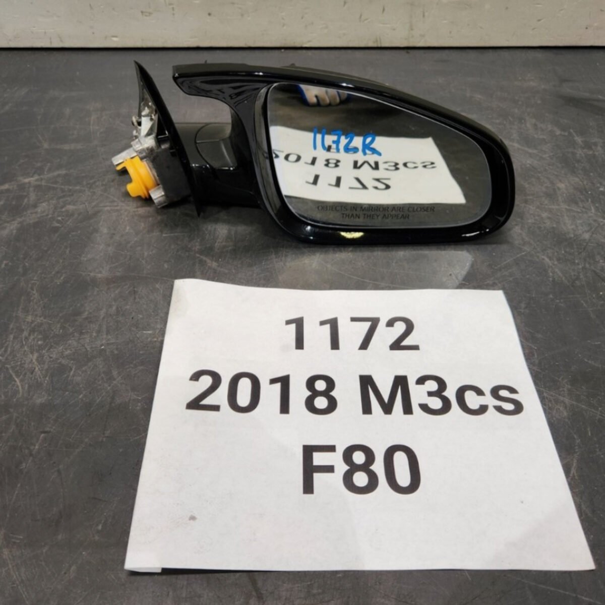 OEM BMW F80 M3 Right Passenger Side Mirror Heated Auto Dip Black